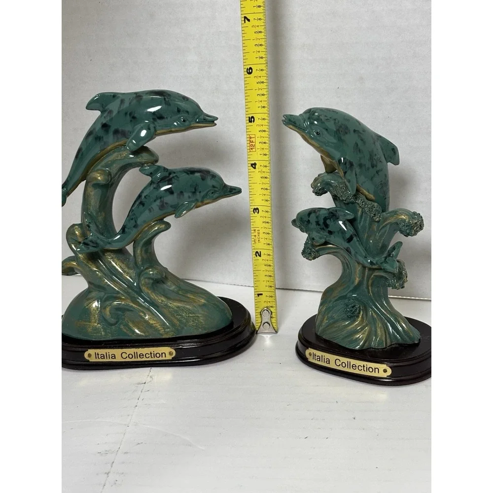Italia Collection Dolphin Figurine Set Resin Coastal Decor 5